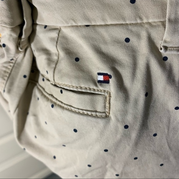 Tommy Hilfiger Ankle Pant Sz 6 Beige/Tan Blue dot Stretch Denim Style Preppy - Picture 12 of 14